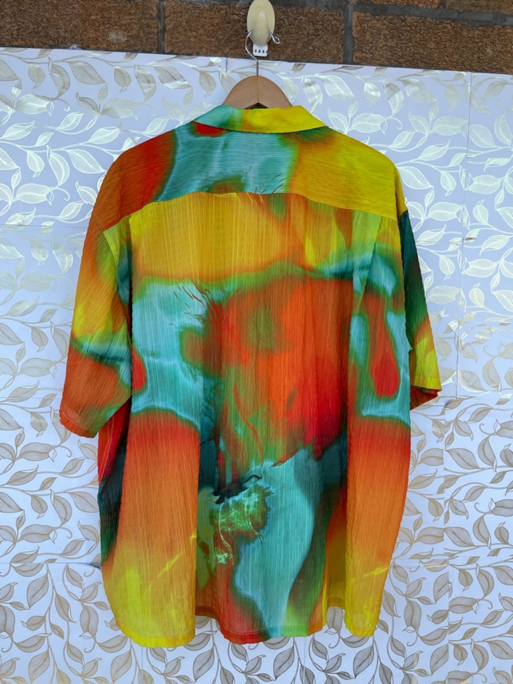 ZARA x RHUIGI Heat Map Print Crinkle Shirt XL Oversized Abstract Vacation Core - Picture 6 of 10